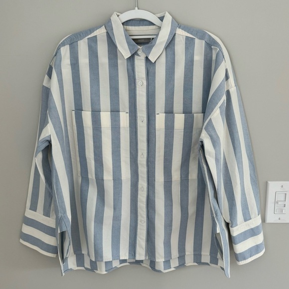 NWT Everlane Organic Cotton The Boxy Oxford Button Down Striped Oversized Shirt - Picture 5 of 16